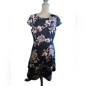 Vince Camuto Blue And Pink Floral Dress US Women's Size 14 Stretchy cap sleeve